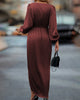 Luna™ | Timeless V-Neck Dress with Flowing Sleeves