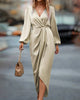 Luna™ | Timeless V-Neck Dress with Flowing Sleeves