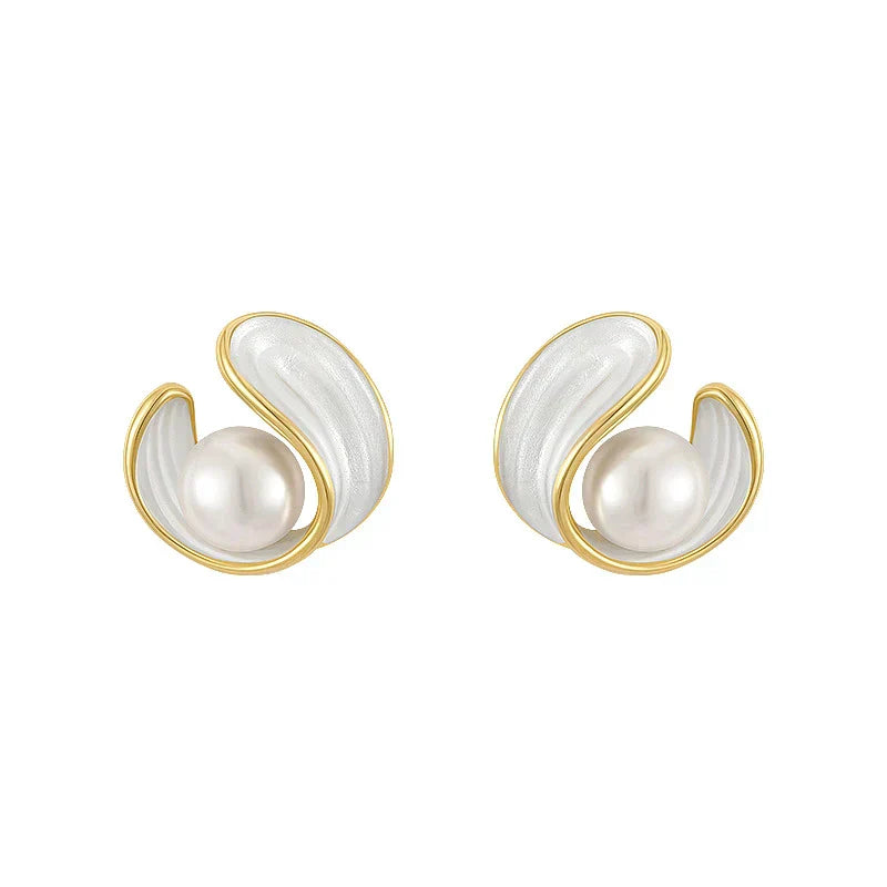 Cirelle™ | White Opal Gold Earrings