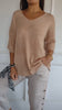 BasicKnitTop™ | Plain knitted top with V-neckline