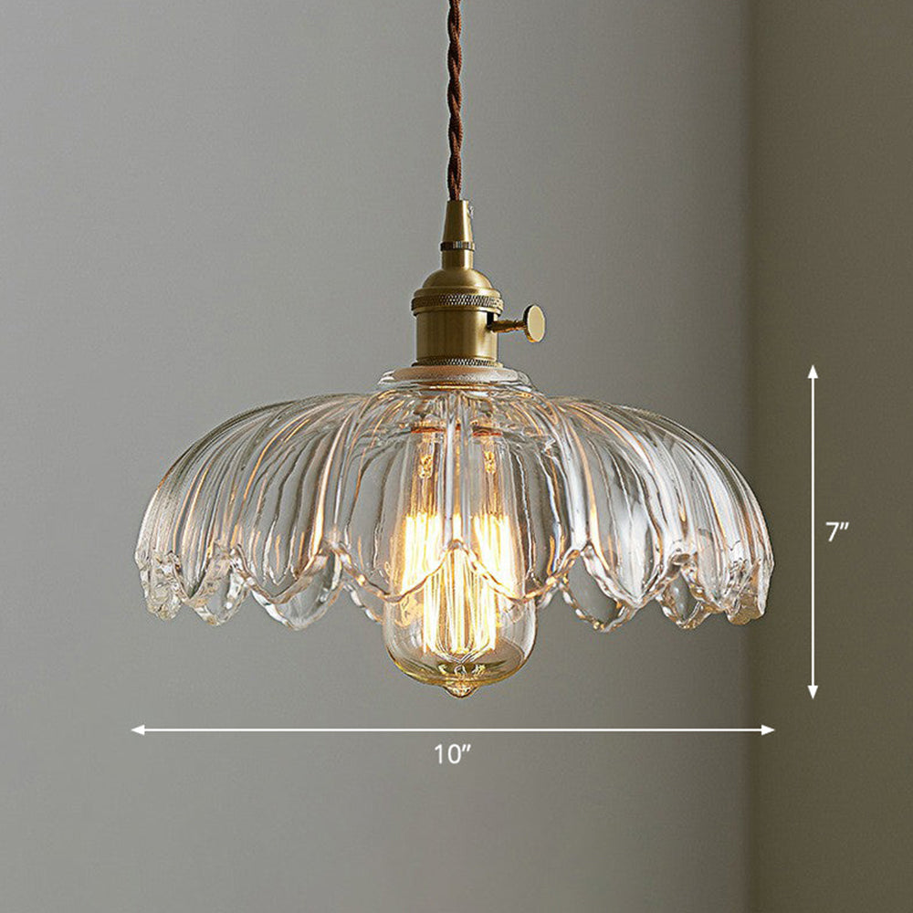 Vintage Glazed Floral Hanging Lamp