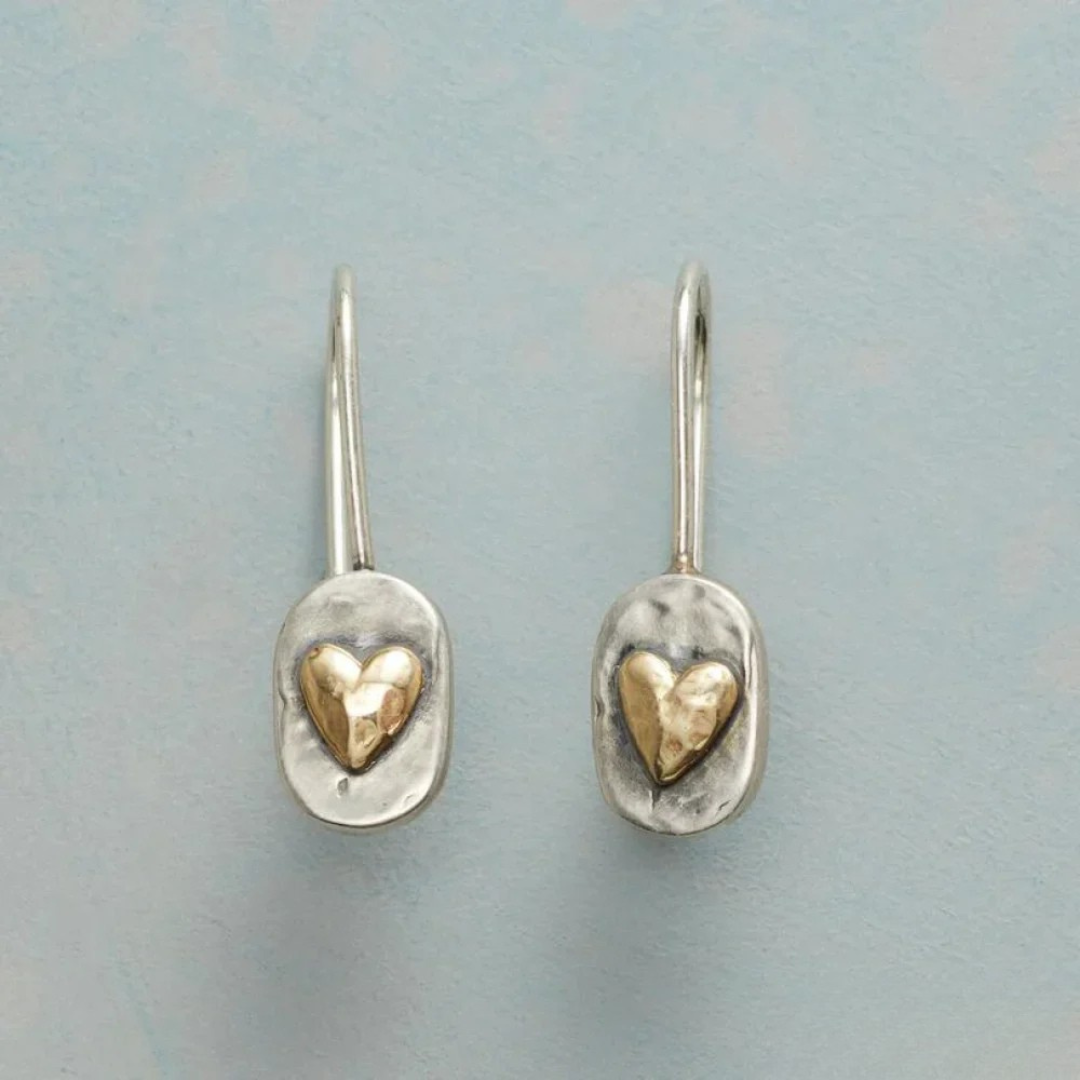 Ovee™ | Elegant Gold & Silver Heart Earrings
