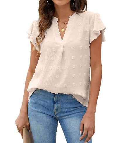 Tessia™ | Elegant Patchwork & Ruffle Blouse