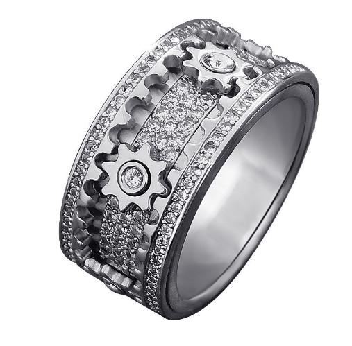 DiamondCraft™ | Handmade 3D Geometric Moving Gears Ring
