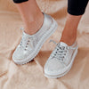 Luxura™ | Timeless Diamond Silver Leather Sneakers