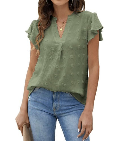 Tessia™ | Elegant Patchwork & Ruffle Blouse