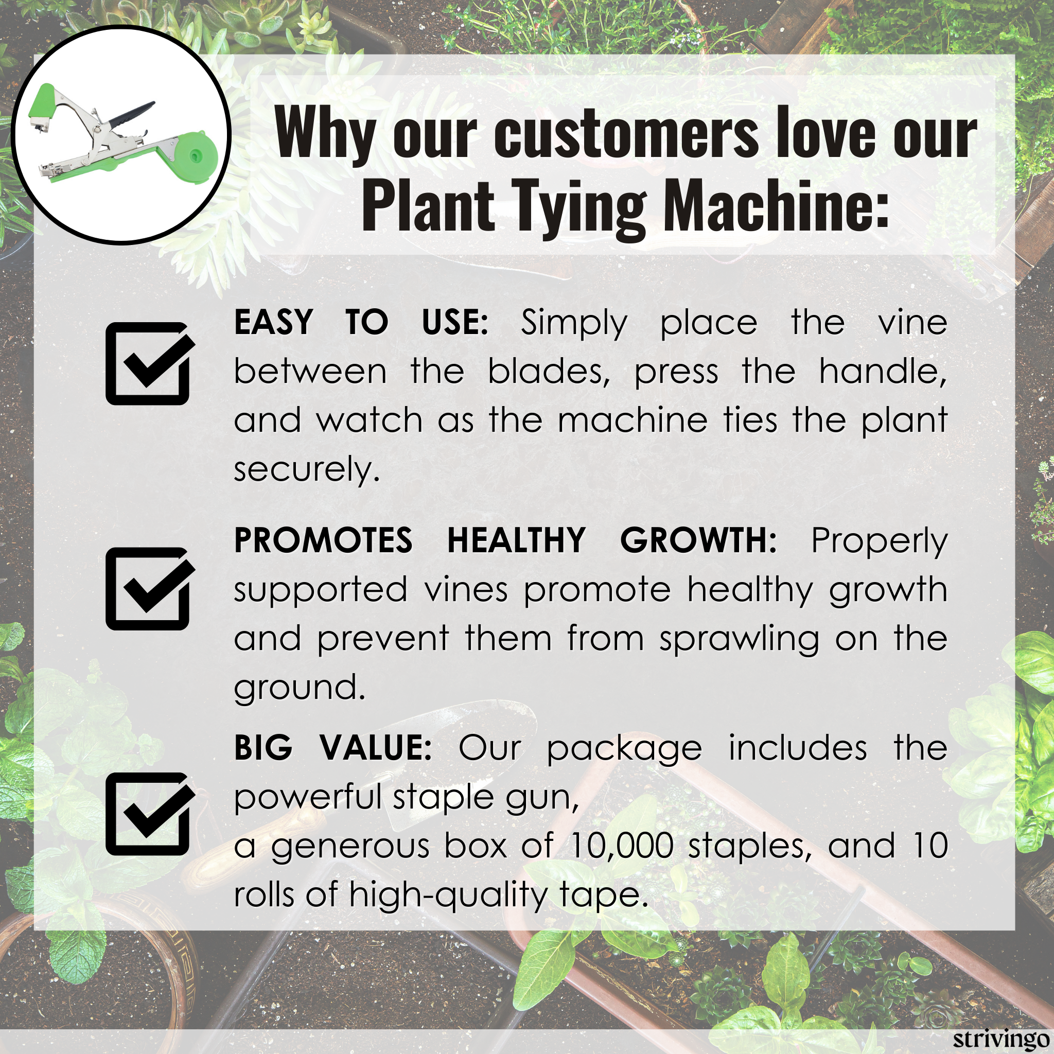 PlantTie™ | TieUp Plant Tying Machine with 10 Rolls of Tape