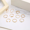 10-piece set exquisite Bohemian silver and gold-plated rings as stylish accessories