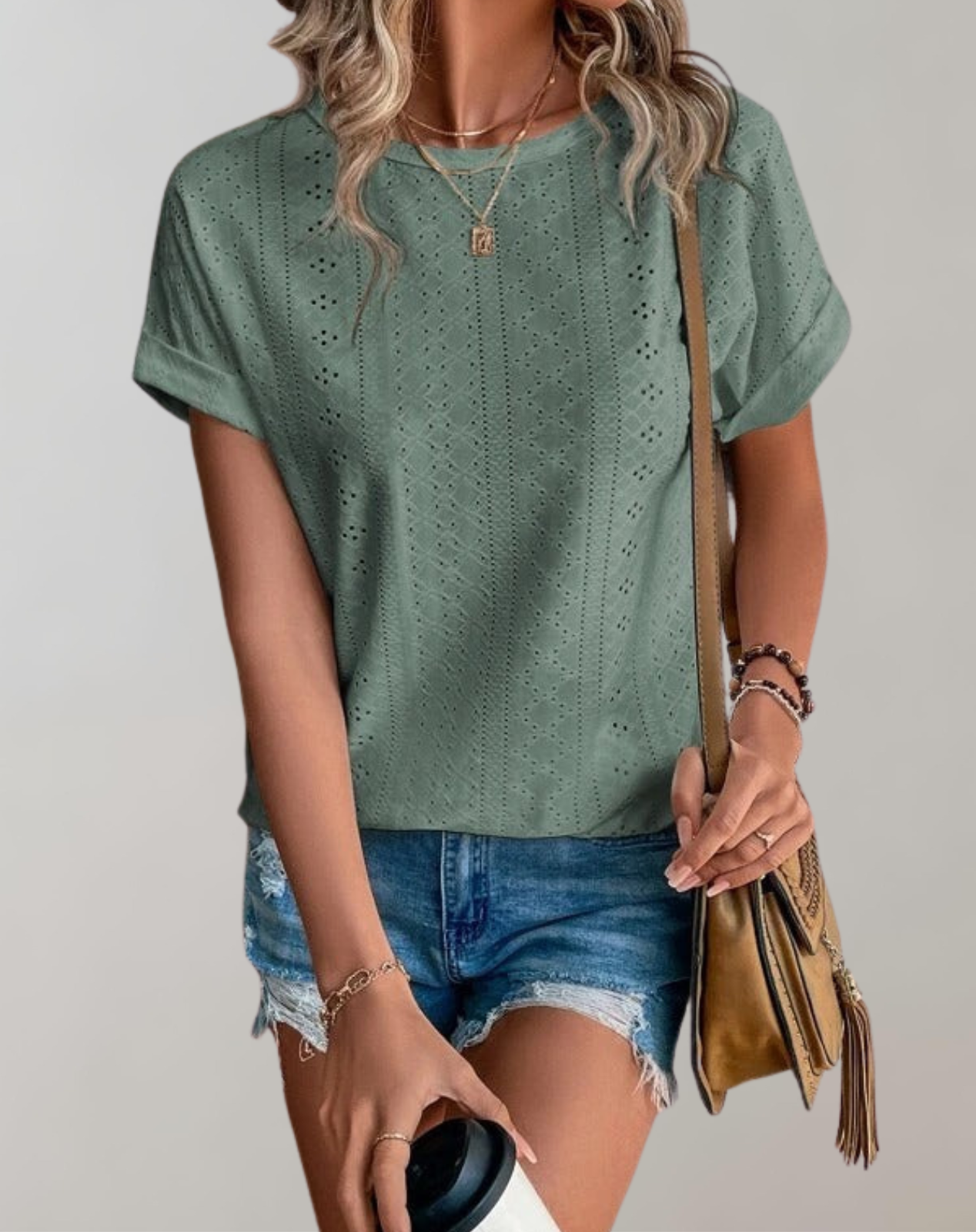 Della™ | Elegant Eyelet-Embroidered Top