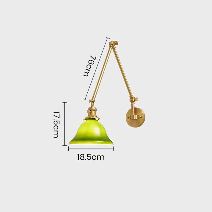 Vintage Swing Arm Adjustable Green Glass Wall Light