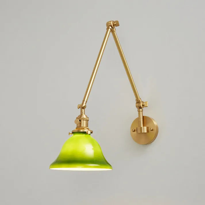 Vintage Swing Arm Adjustable Green Glass Wall Light