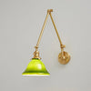Vintage Swing Arm Adjustable Green Glass Wall Light