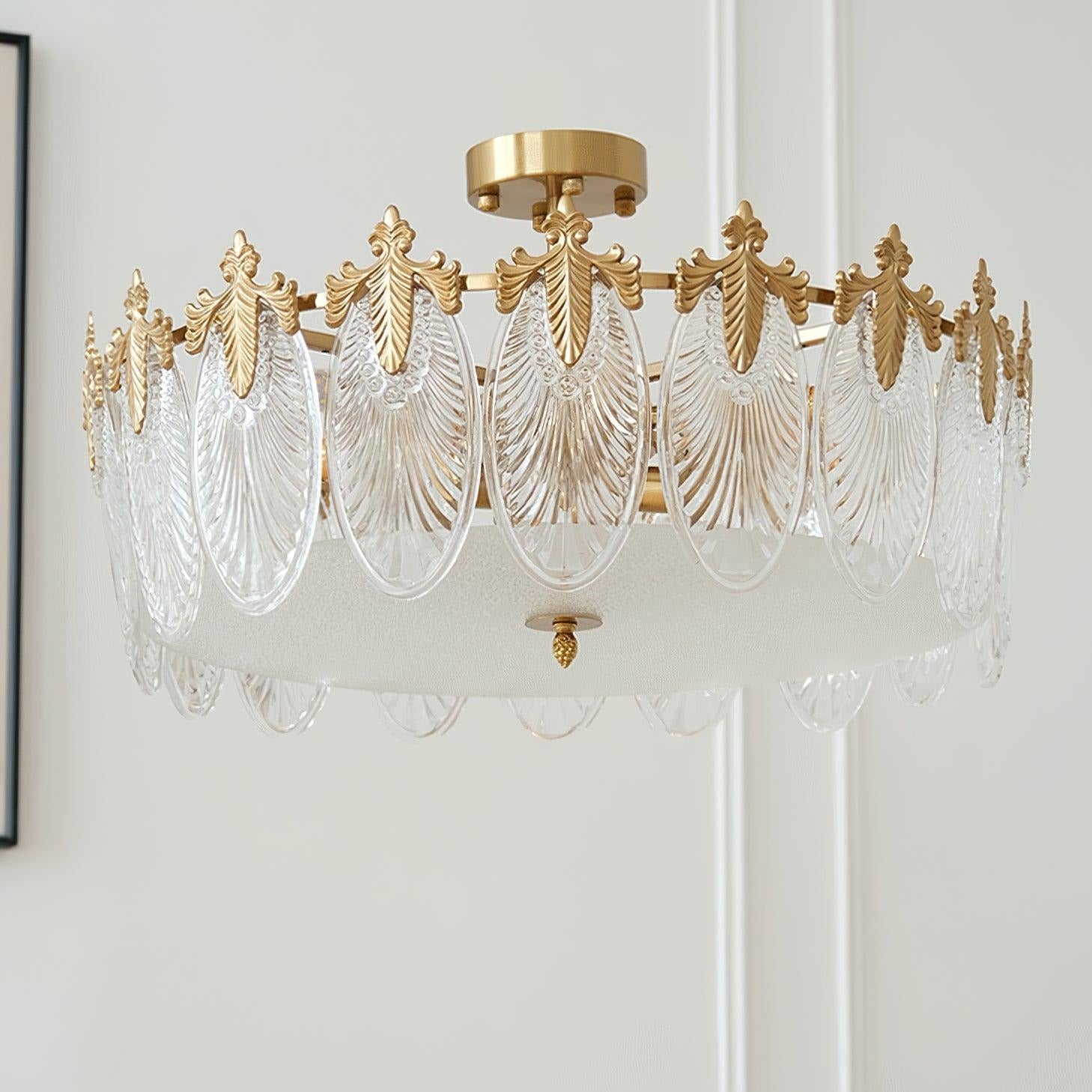 Decorative Pattern Glass Round Chandelier