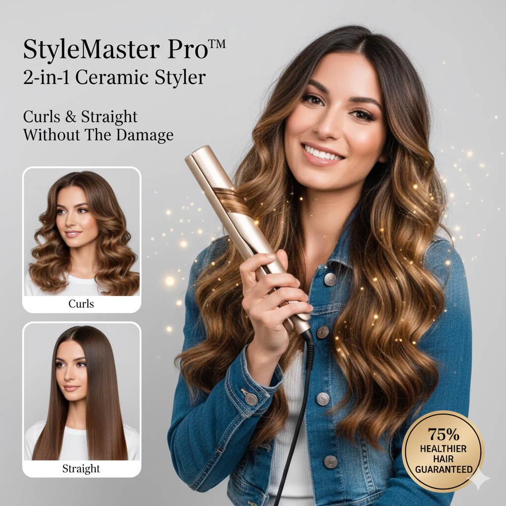 CurlnStraight™ | Perfect Curls or Sleek Straight — All in One Tool!