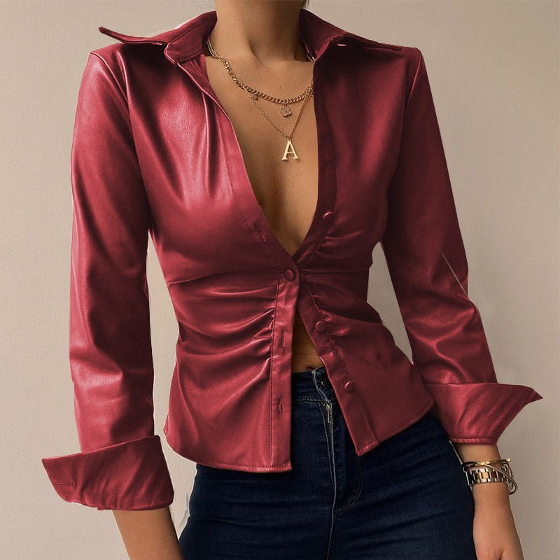 Amaris™ | Classic V-Neck Long-Sleeve Top