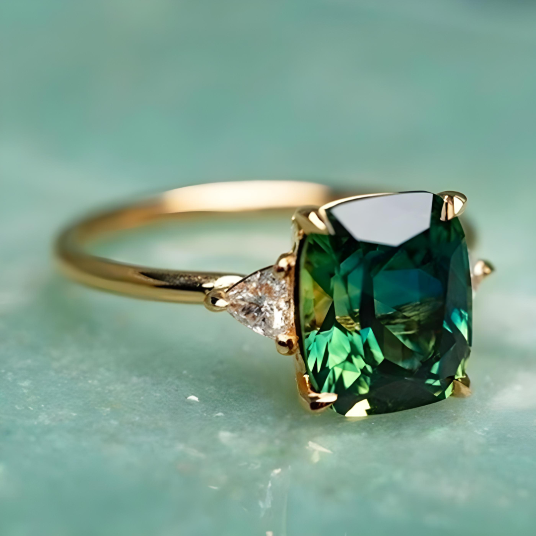Celvyn™ | Green Zirconia Ring in Gold