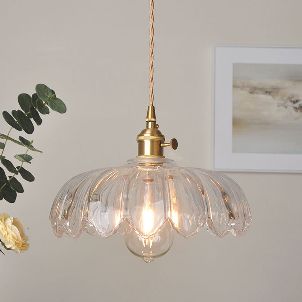 Vintage Glazed Floral Hanging Lamp