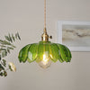Vintage Glazed Floral Hanging Lamp