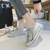 Luxura™ | Timeless Diamond Silver Leather Sneakers
