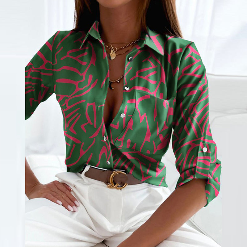 Liora™ | Semi-Long Sleeve Blouse with Classic Collar