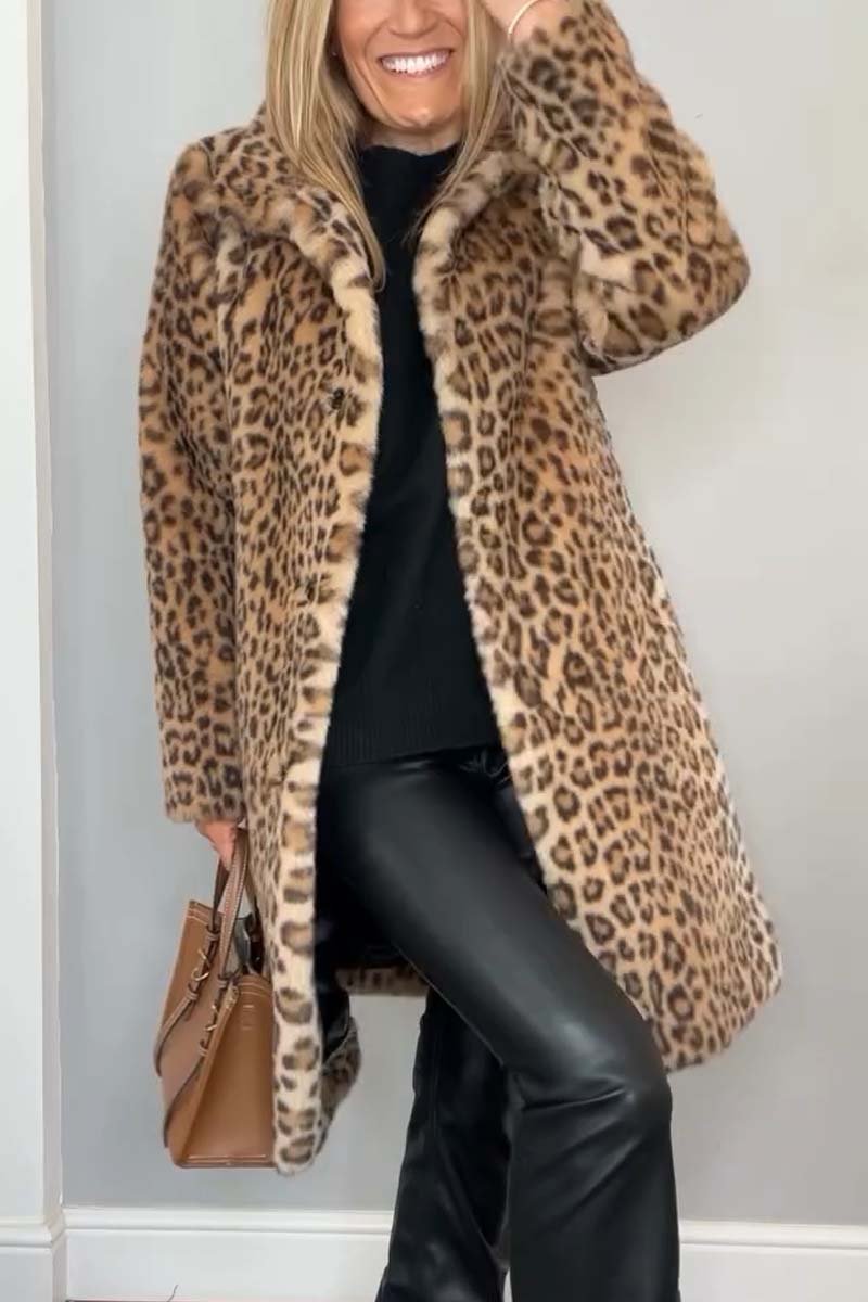 Meriam™ | Warm winter coat with leopard print