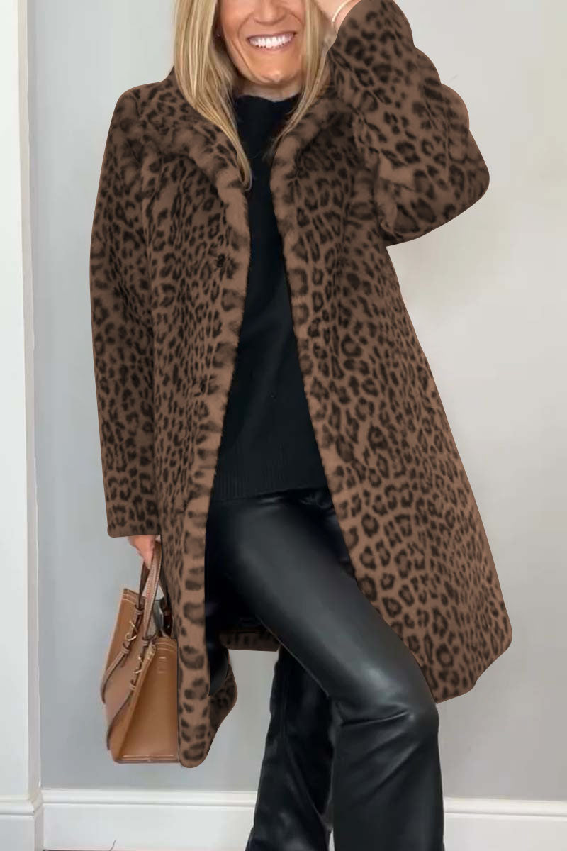 Meriam™ | Warm winter coat with leopard print