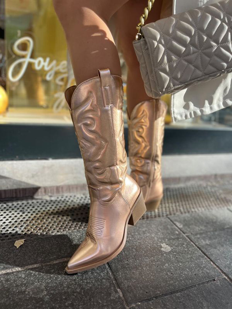 Paige™ | Elegant Metallic Cowboy Boots