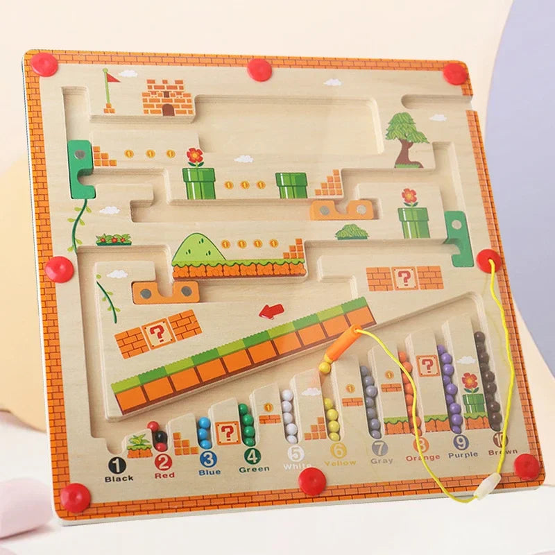DesertWaves™ | Wooden Magnetic Maze Board Game for Children