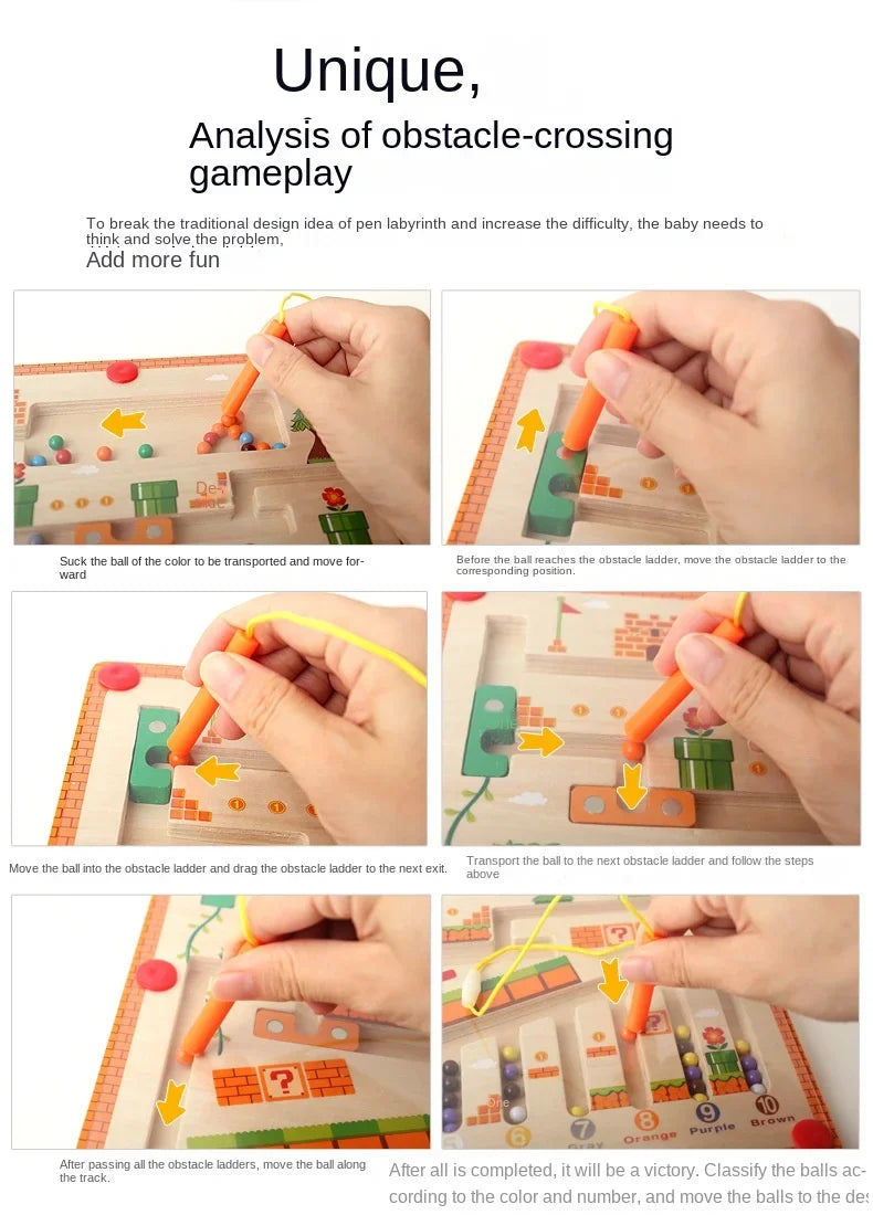 DesertWaves™ | Wooden Magnetic Maze Board Game for Children