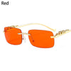Retro Small Rimless Square Sunglasses: Golden Leopard Frame for Women and Men - Designer UV400 Eyewear Shades