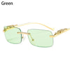 Retro Small Rimless Square Sunglasses: Golden Leopard Frame for Women and Men - Designer UV400 Eyewear Shades