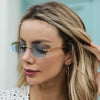 Retro Small Rimless Square Sunglasses: Golden Leopard Frame for Women and Men - Designer UV400 Eyewear Shades