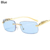 Retro Small Rimless Square Sunglasses: Golden Leopard Frame for Women and Men - Designer UV400 Eyewear Shades