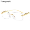 Retro Small Rimless Square Sunglasses: Golden Leopard Frame for Women and Men - Designer UV400 Eyewear Shades