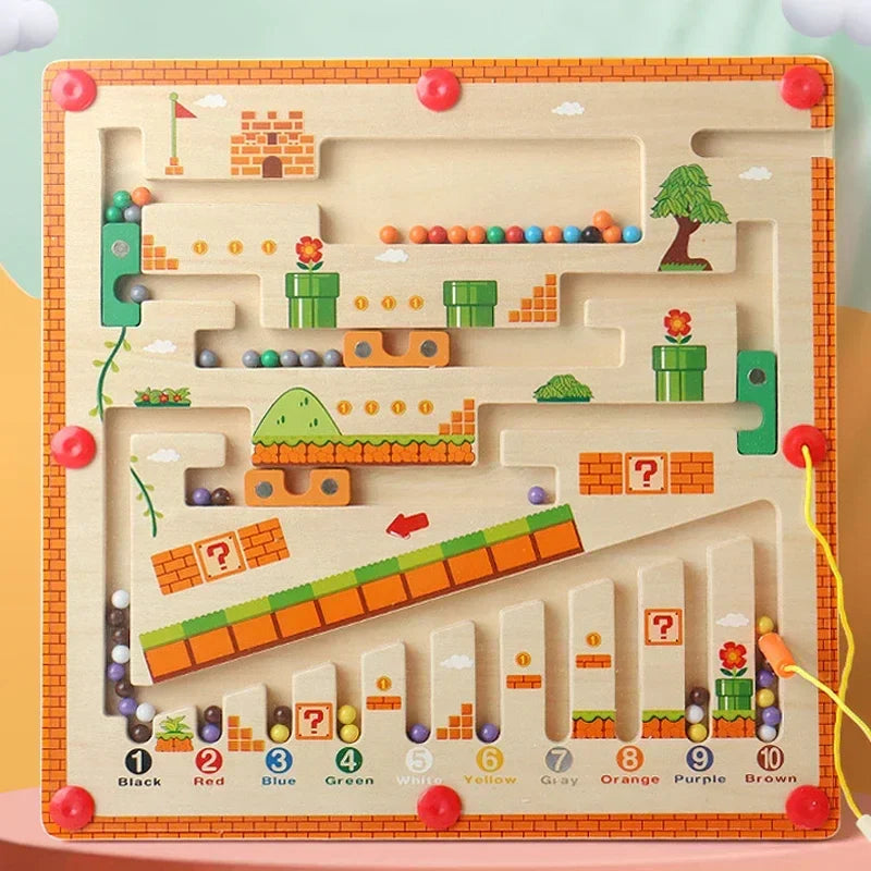 DesertWaves™ | Wooden Magnetic Maze Board Game for Children