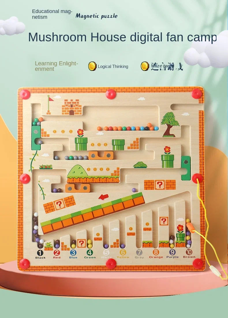 DesertWaves™ | Wooden Magnetic Maze Board Game for Children