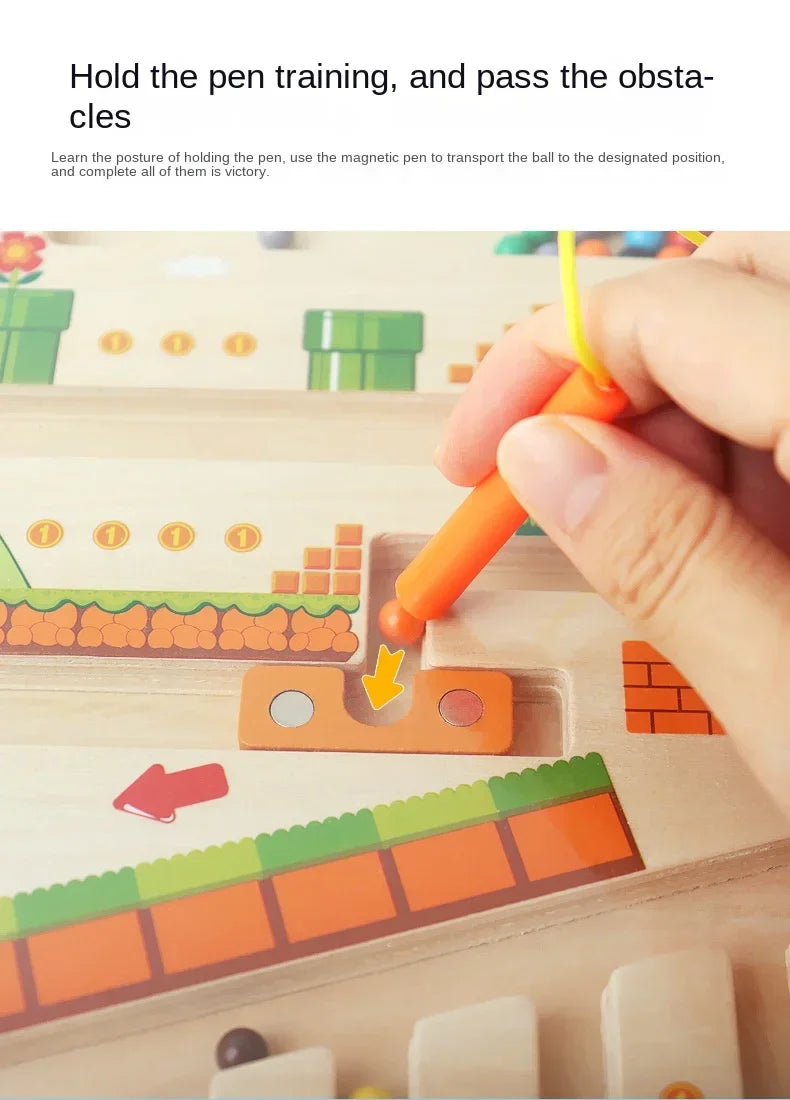 DesertWaves™ | Wooden Magnetic Maze Board Game for Children