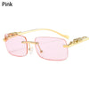 Retro Small Rimless Square Sunglasses: Golden Leopard Frame for Women and Men - Designer UV400 Eyewear Shades