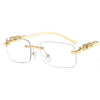 Retro Small Rimless Square Sunglasses: Golden Leopard Frame for Women and Men - Designer UV400 Eyewear Shades