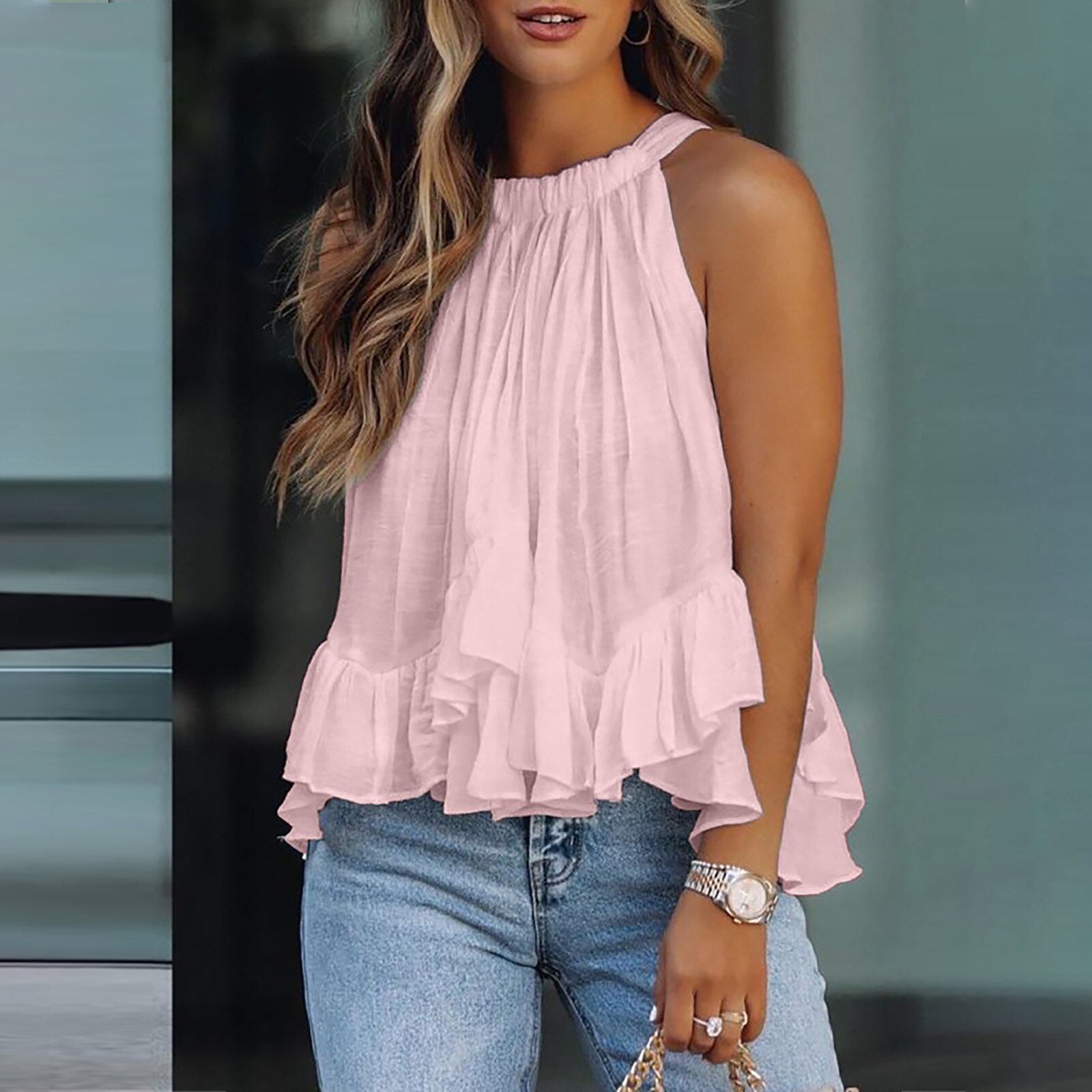 Solene™ | Elegant Silk Ruffled Top