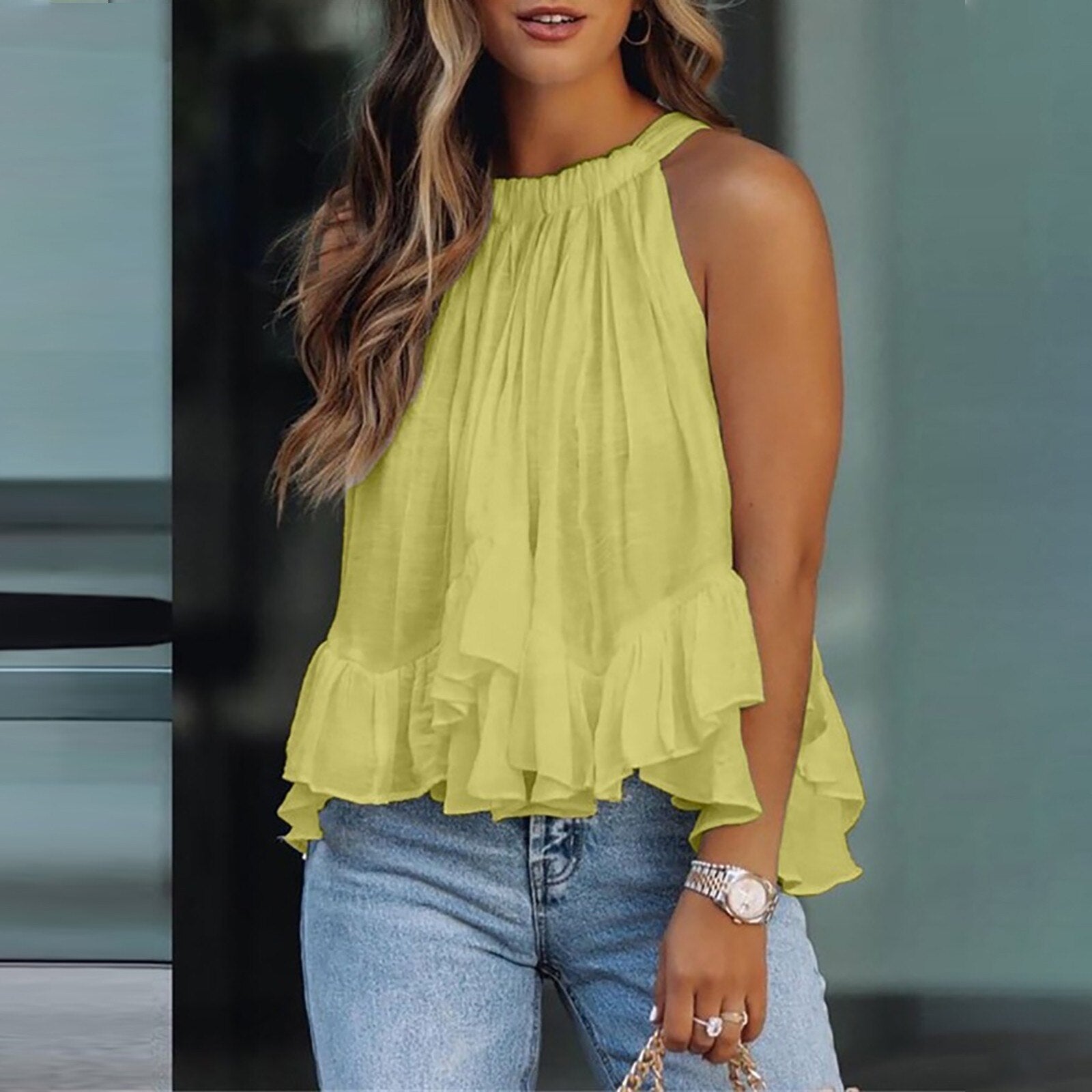 Solene™ | Elegant Silk Ruffled Top