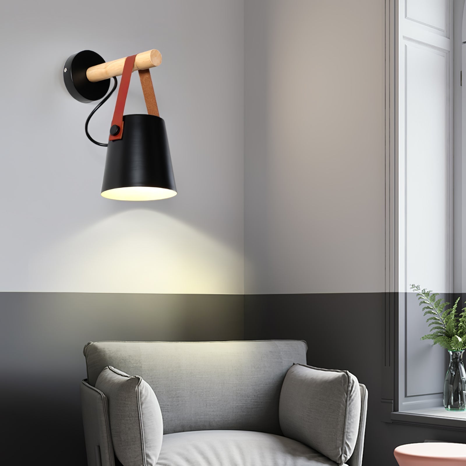 Conical Wall Light Made of Wood