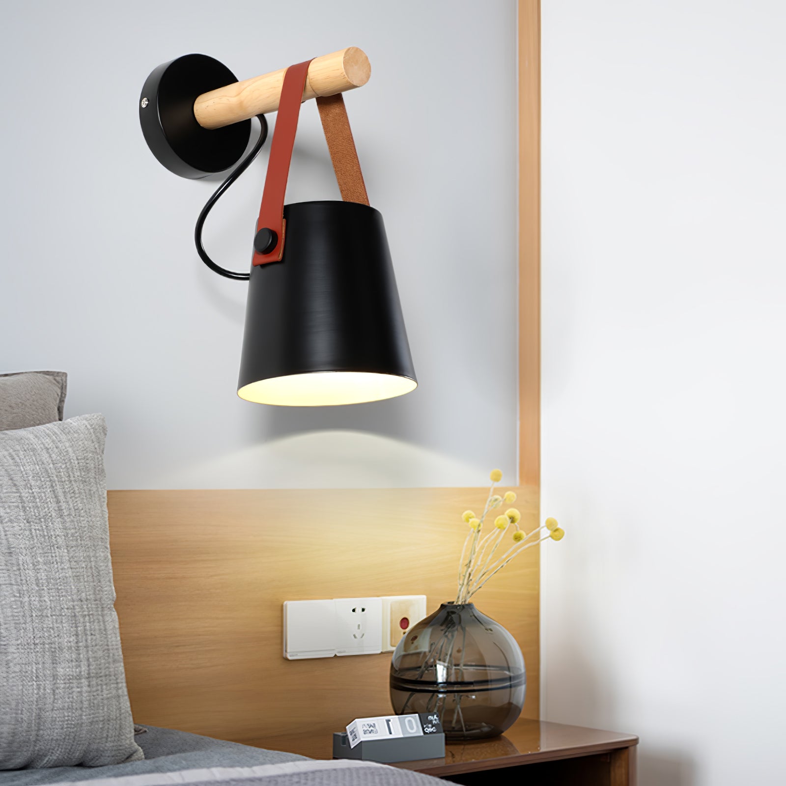 Conical Wall Light Made of Wood