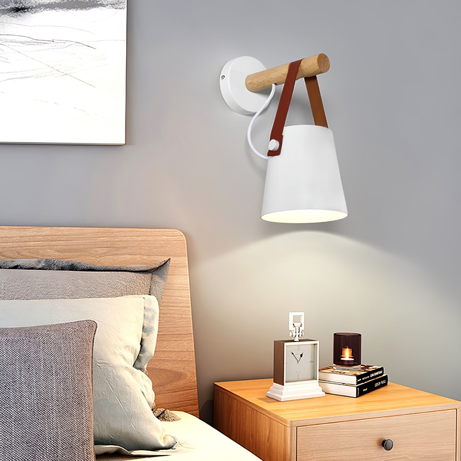 Conical Wall Light Made of Wood