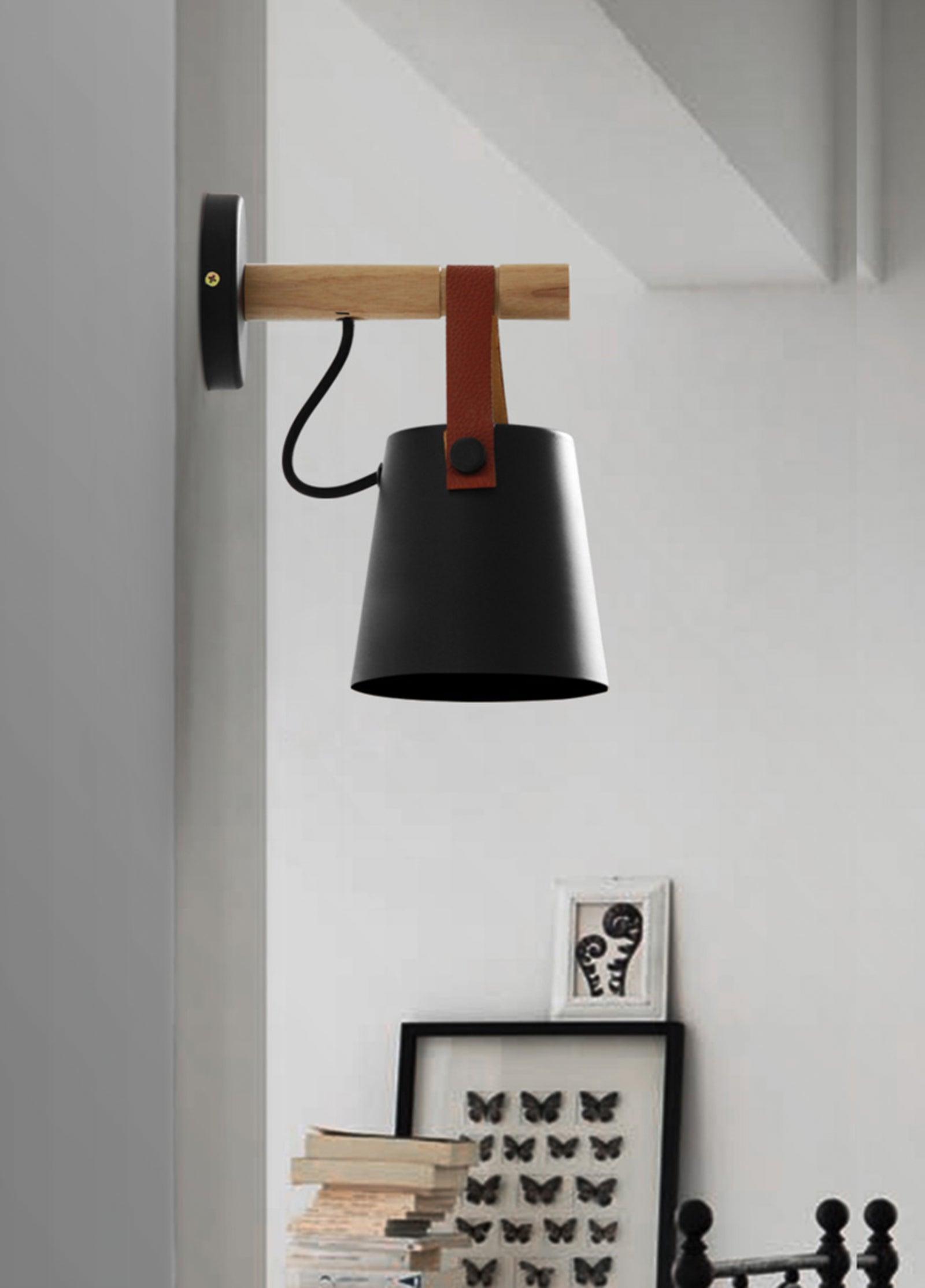 Conical Wall Light Made of Wood