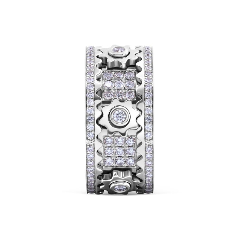 DiamondCraft™ | Handmade 3D Geometric Moving Gears Ring