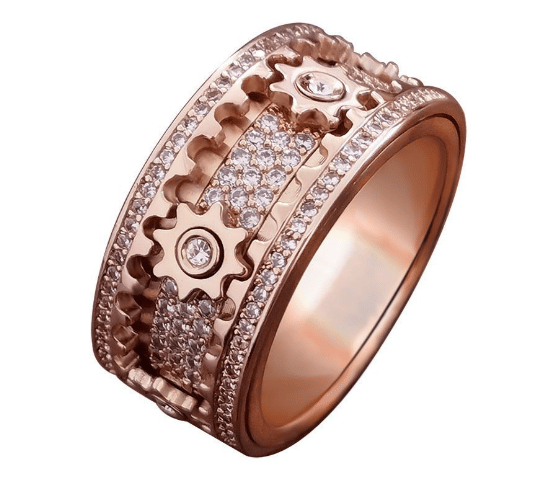 DiamondCraft™ | Handmade 3D Geometric Moving Gears Ring