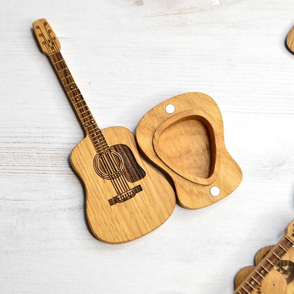 TimberTine™ | Wooden Guitar Pick Box With Stand