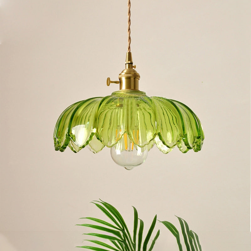 Vintage Glazed Floral Hanging Lamp