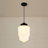 Vintage White Milk Glass Geometric Jar Pendant Light